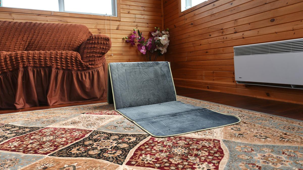 Ash Grey Prayer Mat with Backrest