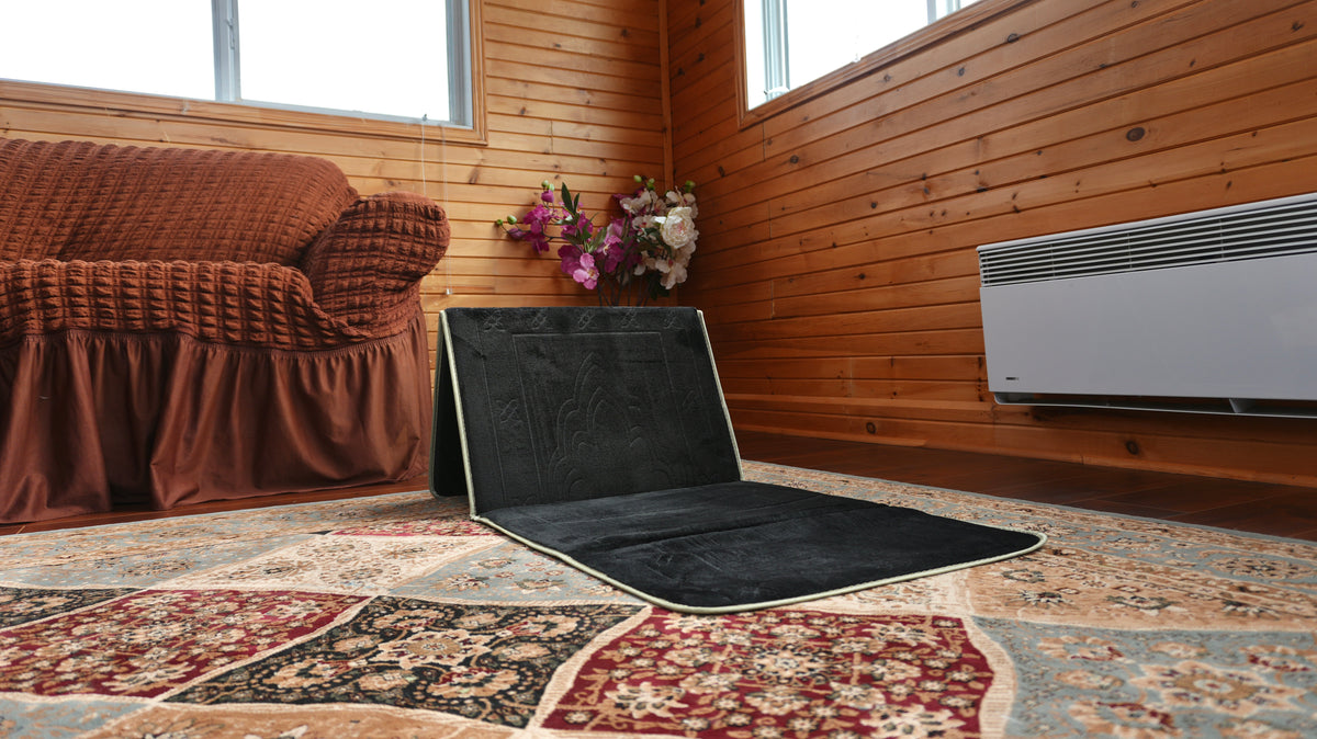 Black Prayer Mat with Backrest