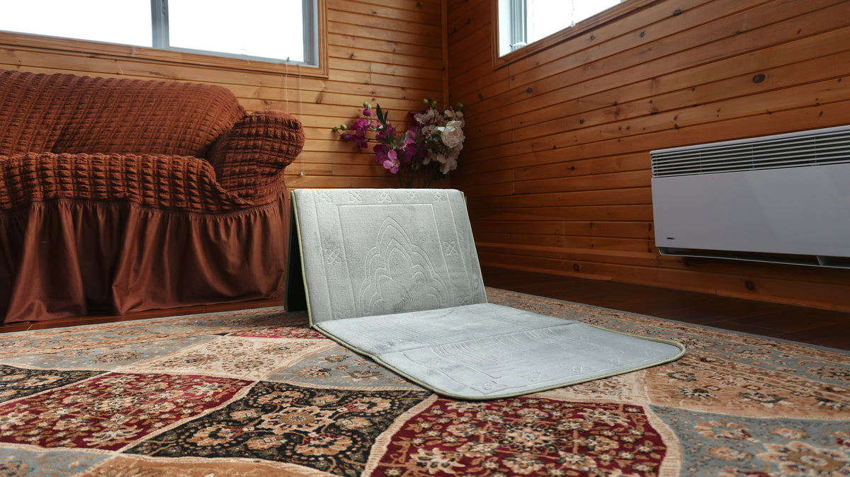 Silver Prayer Mat with Backrest