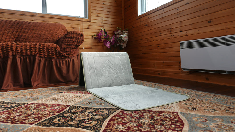 Silver Prayer Mat with Backrest
