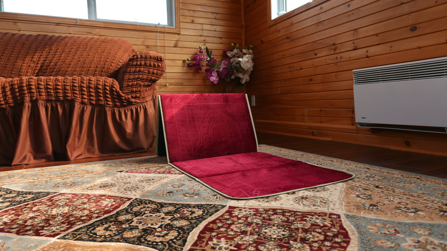 Ruby Red Prayer Mat with Backrest